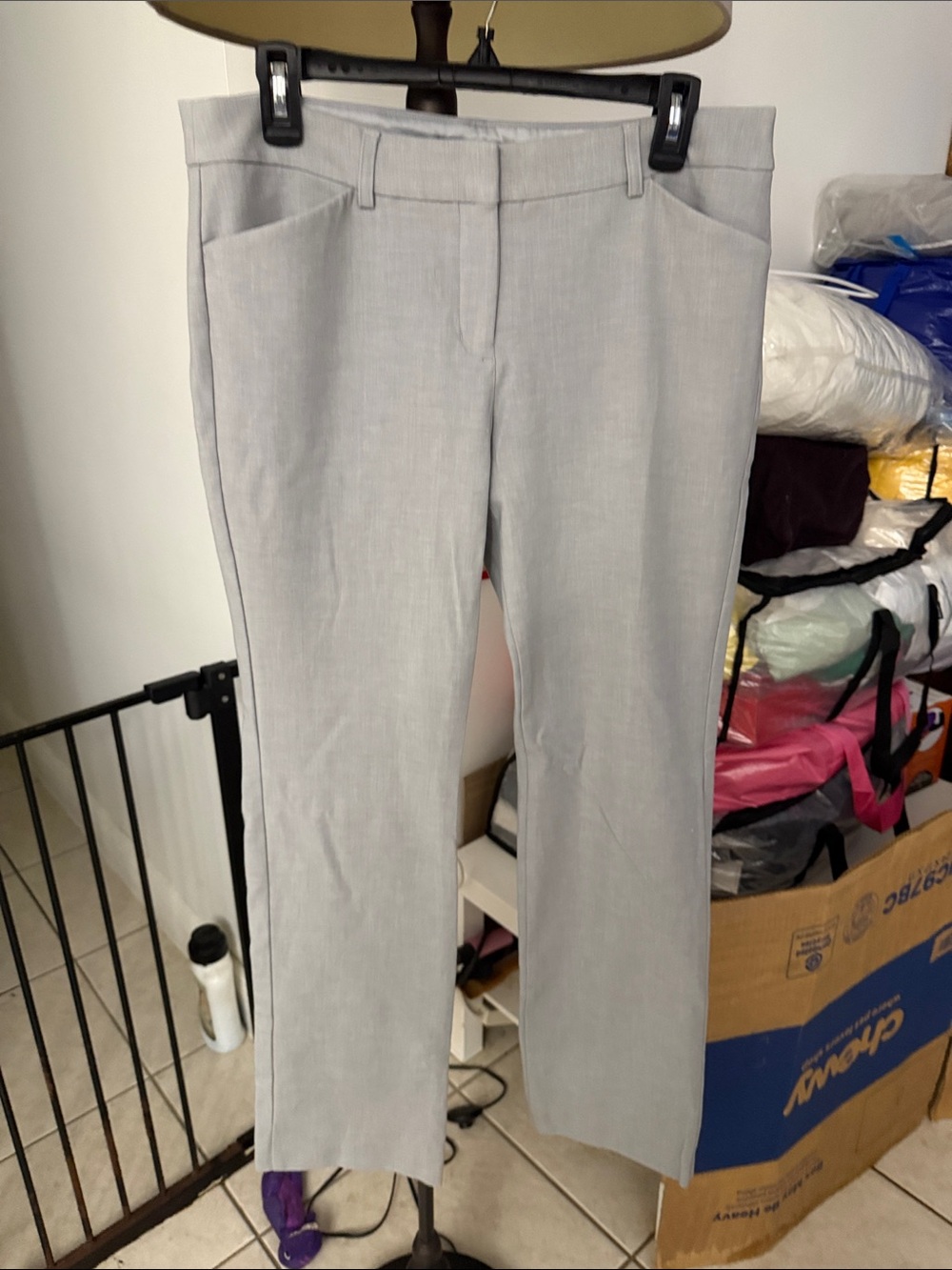 Express Editor Pants in Light Gray